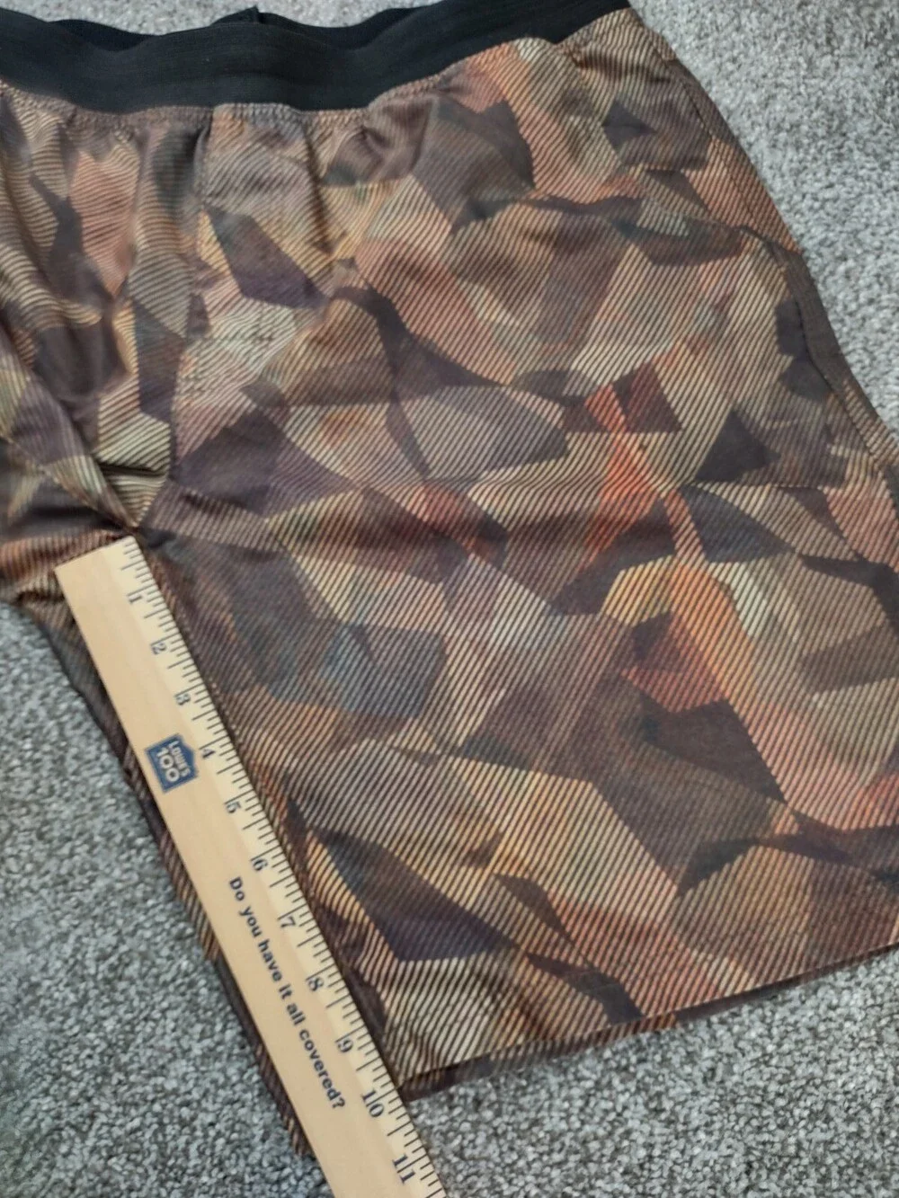 PrAna Shorts Men XL Brown Camo Hybrid Swim Boardshorts Elastic Waist Breathe